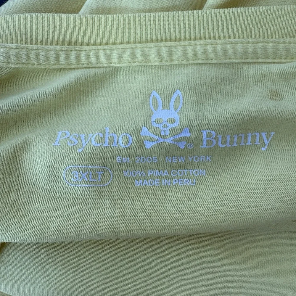 Psycho Bunny Graphic T Shirt Mens Size 3XL Yellow Pima Cotton Tee‎